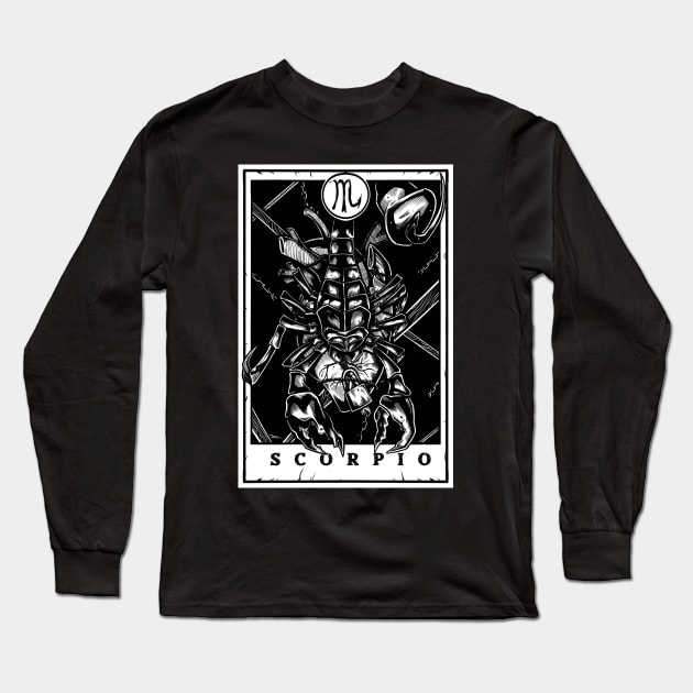 Scorpio Zodiac Tarot Long Sleeve T-Shirt by Scottconnick